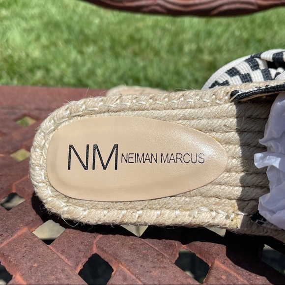 💋NWT NEIMAN Marcus Braided Just Slip On Stripe Bow Sandals - Picture 11 of 14